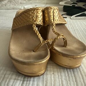 Dani Black Gold Woven Cork Bottom Platform Sandals